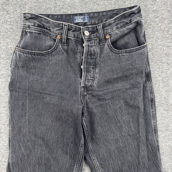 Abercrombie & Fitch Annie High Rise Ankle Straight Jeans Washed Black Raw Hem 4s - Picture 3 of 9